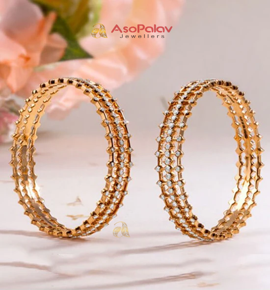 22K Gold & Diamond Bangles Set for Women | Luxury Elegance